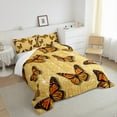 thumbnail image 3 of Feelyou Dreamy Butterfly Gold Queen Comforter Set for Girl, Fashion Princess Bedding Sets, Modern Sequin Print Bedding Comforter Set, Ultra Soft Bedroom Decor, 3pcs, 3 of 8