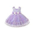 thumbnail image 2 of IBTOM CASTLE Toddler Flower Girls Tulle Dress Sleeveless Princess Tutu Dress Birthday Party Wedding Pageant Gown 4-5 Years Purple Rainbow, 2 of 8
