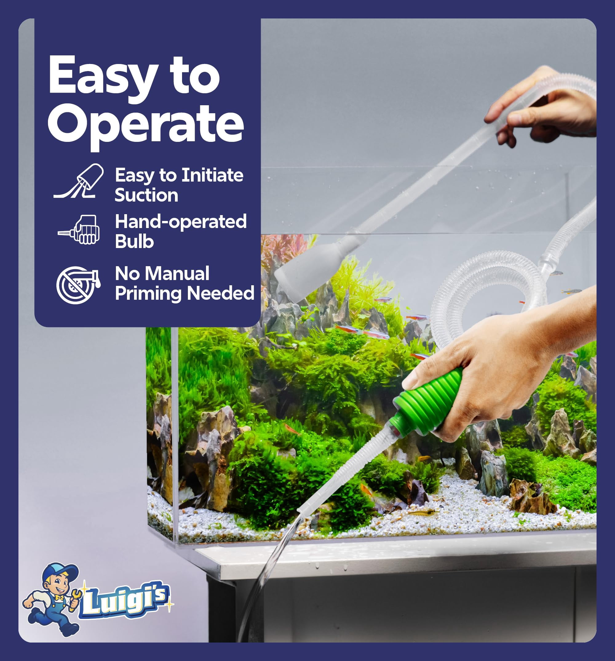 Luigi's Aquarium Fish Tank Siphon and Gravel Cleaner