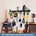 thumbnail image 3 of Garage Storage System with Swivel Buttons, 48" Wall Mount Tool Organizer for Garden & Yard Tools, Holds Up to 420 LBS, Ideal for Brooms, Shovels, Trimmers, 3 of 7