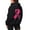 Black, variant on Fshinging Women Hoodies Oversized Sweatshirt Cancer Pink Ribbon Feather Print Zipper Jackets Long Sleeve Pocket Drawstring Y2k Clothes