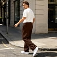 thumbnail image 6 of LNZGNM Men's Straight Leg Sweatpants Casual Elastic Drawstring Waist Open‑Hem Daily Workout Wear with Deep Side Pockets, Brown (XXL), 6 of 6