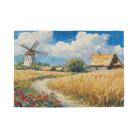 Qxltty Ukrainian Landscape Placemats Set of 1 Heat Resistant Non-Slip Place mat for Dining Table Washable Durable Polyester Woven Table Decorations