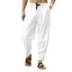 thumbnail image 3 of Pantalones de playa Cagnkofi para hombre, informales, de lino y algodón, de color liso, holgados, a la moda, 3 of 8