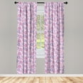 thumbnail image 2 of Ambesonne Floral 4-Panel Curtains, Flower Petals Motif Retro, 56"x84", Rose and Dark Magenta, 2 of 4