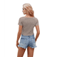 thumbnail image 2 of Camiseta de Corta con Cuello en V y Ombligo Al Descubierto, Color Caqui XXL, 2 of 7
