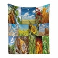thumbnail image 1 of Rustic Soft Flannel Fleece Throw Blanket, Crops Under Sun Sunflower Wheat Field Rustic Farm Theme Idyllic Landscapes Print, Cozy Plush for Indoor and Outdoor Use, 60" x 80", Multicolor, by Ambesonne, 1 of 6