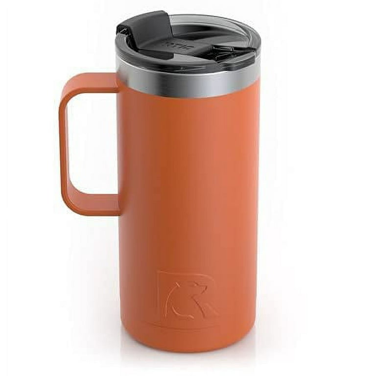 RTIC 16 oz Coffee Travel Mug with Lid and Handle, Stainless  Steel Vacuum-Insulated Mugs, Leak, Spill Proof, Hot Beverage and Cold,  Portable Thermal Tumbler Cup for Car, Camping, Dark Orange