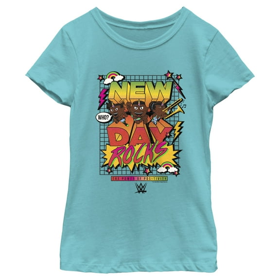 Girl's WWE New Day Rocks  Graphic Tee Tahiti Blue Large