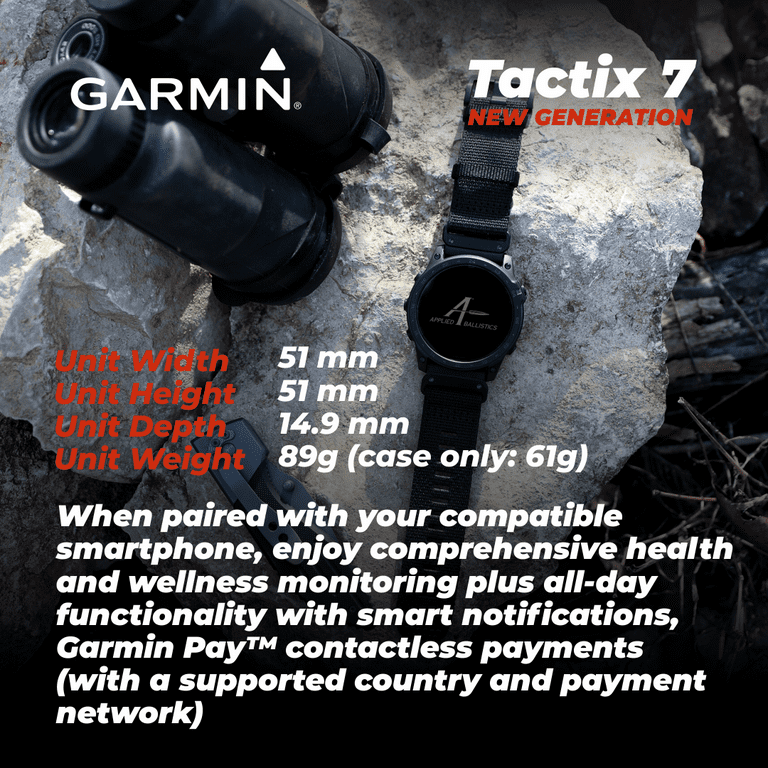 GARMIN Tactix 7 Pro Ballistics Sapphire GPS Smartwatch with GARMIN Tactix 7 Pro Ballistics Sapphire GPS Smartwatch with