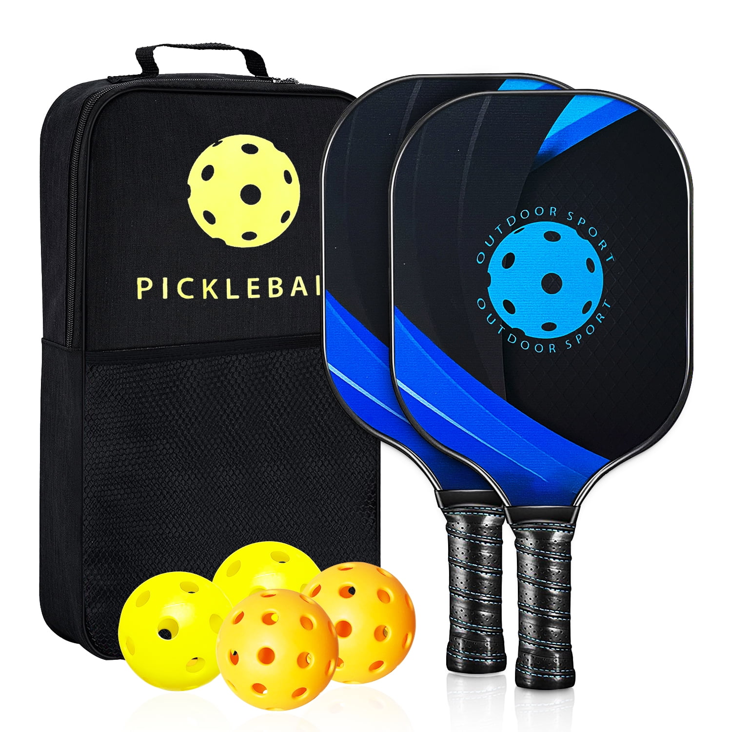 Pickleball Paddles Set Fiberglass Face & Honeycomb Core Lightweight Rackets 