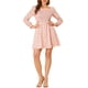 thumbnail image 2 of Vestido floral de manga larga con escote cuadrado fruncido de INSPIRE CHIC para mujer M Rosa, 2 of 6