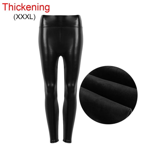 Super Elastic Brushed Stretchy Black Tight Leggings Trousers PU Leather Pencil Pants Skinny High Waist Yoga Pants XXXL THICKENING