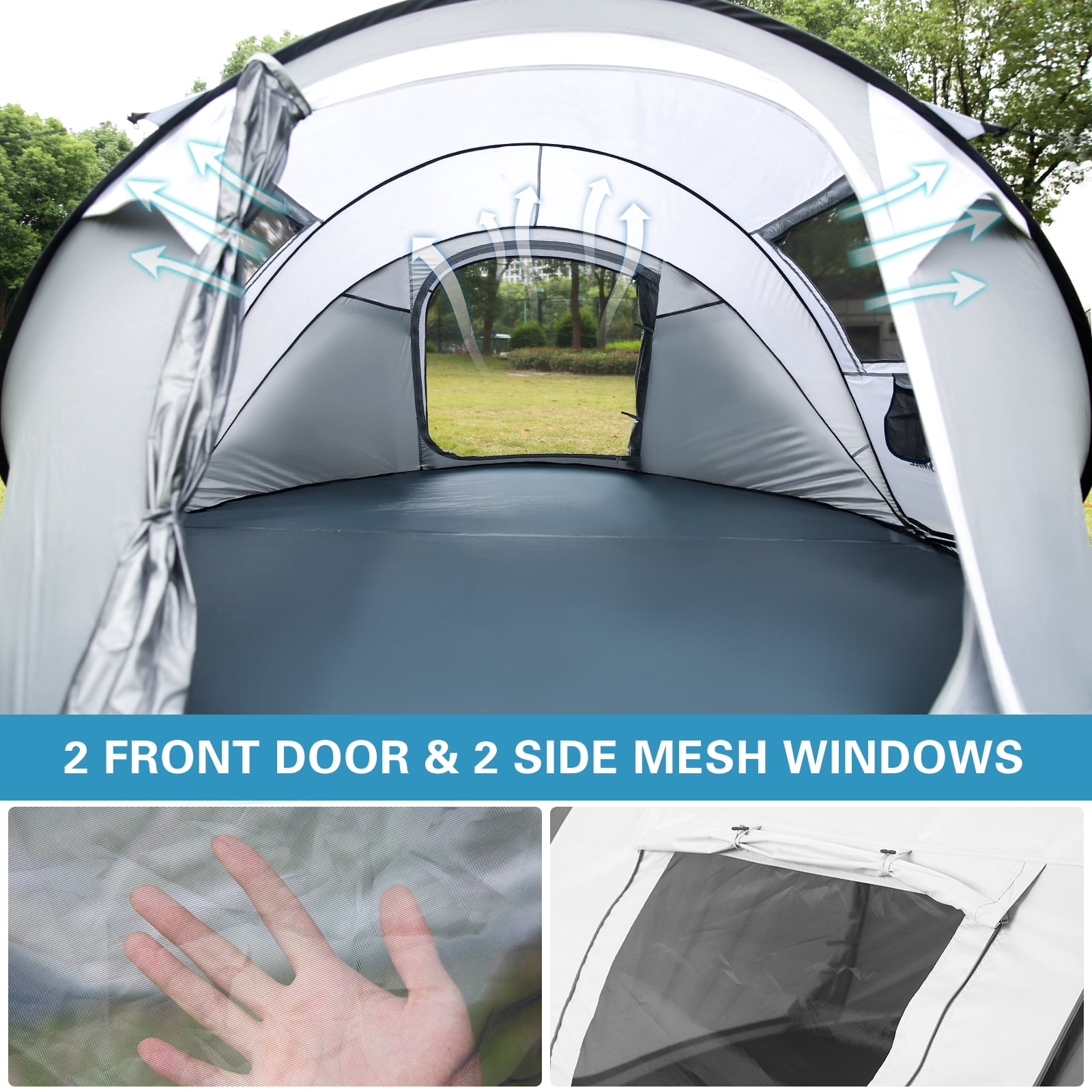 Acpouw  Instant Pop Up Camping Tent, 2/4/6 Person, Easy Setup Tent, Water Resistant Dome, Portable with Carry Bag for Camping, Hiking & Traveling