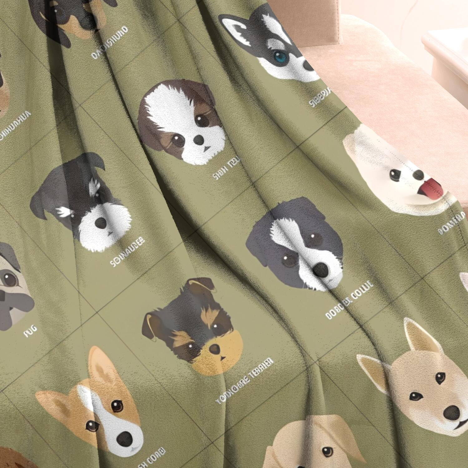 Dog Breeds Blanket,Comfortable Soft Flannel Throw Blanket,All Season,Warm Lightweight Blankets for Sofa Bed Couch Living Room Chair,50"x60"(130x150cm)
