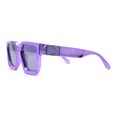 thumbnail image 3 of Showy Metallic Plastic Colorful Mirror Lens Rectangle Mob Horn Rim Sunglasses Purple Mirror, 3 of 4