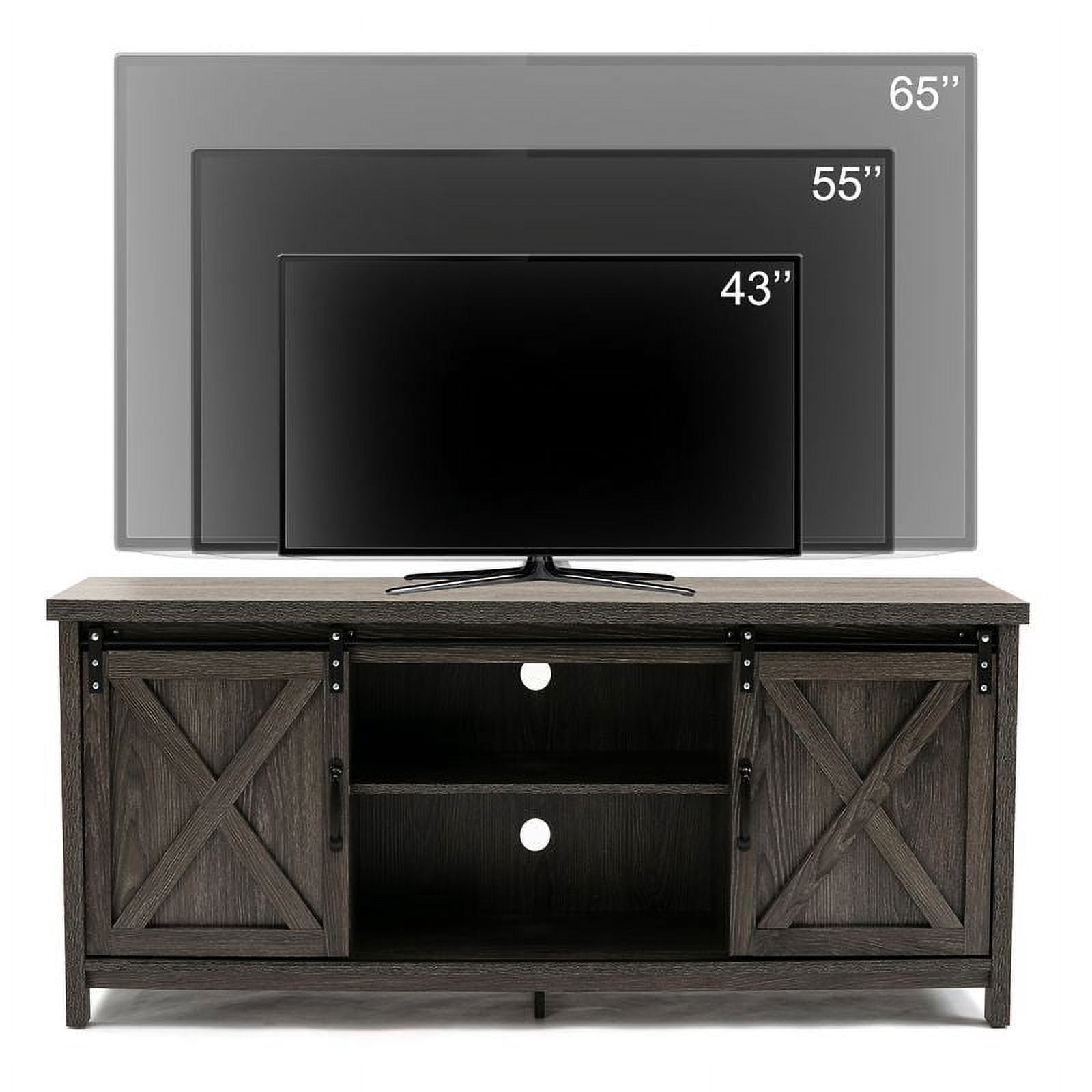 Yaoping 58" Farmhouse Sliding Barn Door TV Stand for TVs Up to 65" Television Cabinet(Dark gray)
