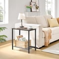 thumbnail image 2 of 2 Tier End Table, Sofa Side Table, Narrow Side Table with Storage, Slim Nightstand for Small Spaces, Metal Frame, for Living Room, Bedroom, Sofa Couch, Hall, Grey, 2 of 17