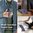 thumbnail image 3 of for iPhone 13 Case with Stand, Multi-Functional  Vertical & Horizontal Kickstand Case for iPhone 13 6.1", Cute Slim Silicone Wrist Strap Grip Protective Case iPhone 13, Dark Purple, 3 of 12