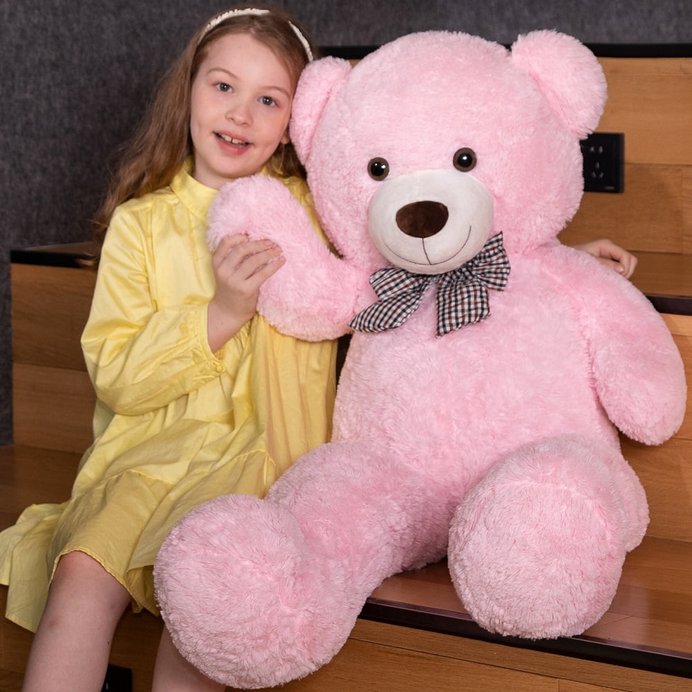 MorisMos Giant Teddy Bear 39.3'' Stuffed Animal Plush Toy Gifts for Girlfriend Kids Christmas(Pink)