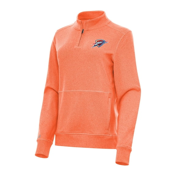 Women's Antigua Heather Orange Oklahoma City Thunder Crush Quarter-Zip Fleece Sweatshirt
