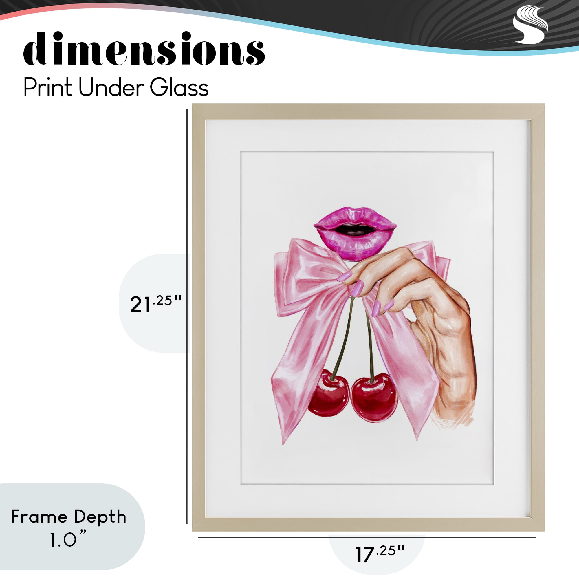Stupell Industries Lips & Feminine Cherries Birch Framed Print Under Glass, design by Ziwei Li