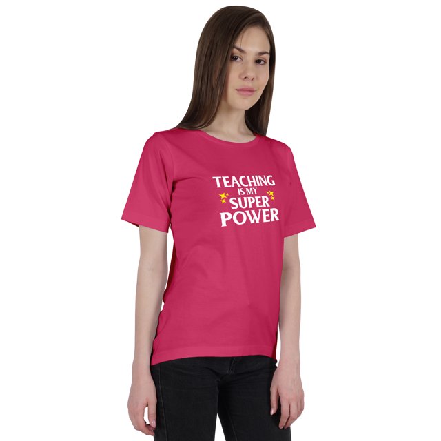 Inkmeso Haut Col Rond pour Femmes Enseignement Est Mon Super Pouvoir T-Shirt Citation Graphique Enseignant
