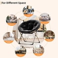 thumbnail image 4 of Comfy negra folding saucer reading lounge chair, cozy faux fur, soft thick padded seat, metal frame, moderno style para dormitorio y sala de estar, x-grande con gold legs para para niños y adults, 4 of 9