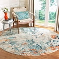 thumbnail image 2 of Safavieh Madison Collection MAD478B Modern Abstract Non-Shedding Dining Room Entryway Foyer Living Room Bedroom Area Rug, 5' x 5' Round, Cream / Orange, 2 of 5