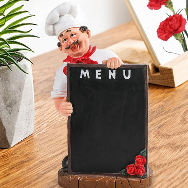 Chef estatua escultura Chef estatuilla ornamento coleccionable artesanía modelo cocina decoración para café restaurante mesa Bar regalo de inauguració Izquierda 17x13x30.5cm Soledad Estatuilla de la estatua del chef