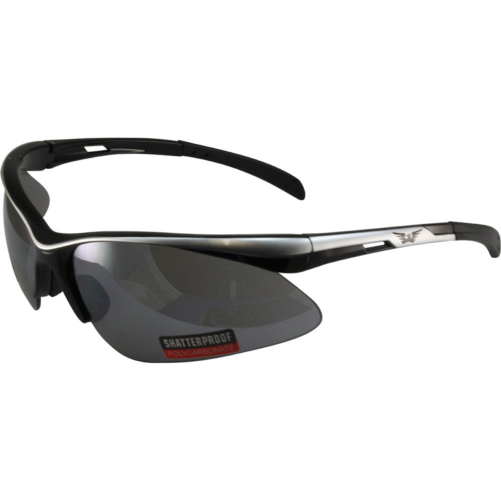 Global Vision Miami Safety Glasses Silver and Black Frame with Smoke