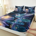 thumbnail image 2 of Manfei Dreamy Glitter Hummingbird Twin Sheet Sets, Bling Lotus Twin Fitted Sheet, Stars Starry Sky Flat Sheet, Lightweight Room Decor, 3 Pieces, 2 of 6