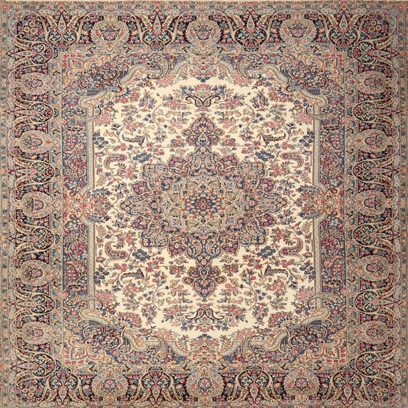 Ahgly Company Machine Washable Indoor Square Traditional Chestnut Brown Area Rugs, 3' Square