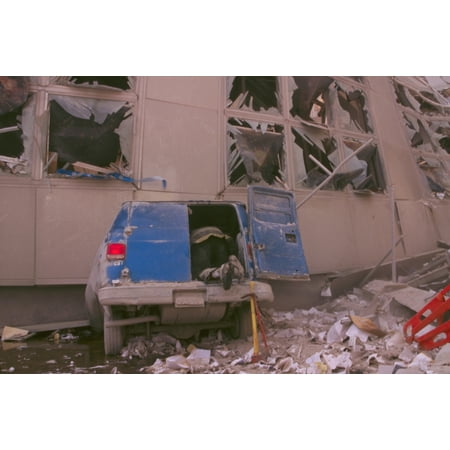 Sides Over And Back Fireman Checking Inside The Back Of A Van After 9-11 Terrorist Attack In New York City The VanS Front Was Under The Collapsed North Pedestrian Bridge Over West Side Highway Sept 11 History ()