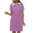thumbnail image 5 of SYMOID Women’s Solid Mini Shirt Dress with Pockets, Short Sleeve V Neck, Casual Summer Wear,Purple,Size S, 5 of 9