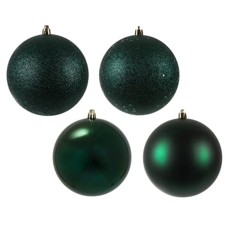 Vickerman 4.75 Midnight Green 4-Finish Ball Ornament Assortment 4 per Box