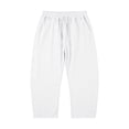 thumbnail image 4 of Women's Pants Elastic Waist Loose Banana Shaped Cropped Summer Pants for Women White L, 4 of 7