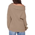 thumbnail image 4 of Fall Winter Womens Top Oversized Batwing Boat Neck Knit Casual Pullover Off Shoulder Sweater, 4 of 6