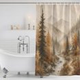 thumbnail image 6 of Small Stall Shower Curtain 36x72 Inch Narrow Half Size Fall Forest Bath Curtains Bathroom Decor, Autumn Vintage Pine Trees Cabins Mountains Waterproof Fabric Shower Curtain Set with Hooks 36 Inch, 6 of 7