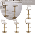 thumbnail image 2 of 25-33 Inch Contemporary Bar Stools, Counter Height Adjustable Swivel Barstools High Bar Chairs with Back & Golden Metal Base, Stools Chair with Footrest for Kitchen Island, Pub(Grey,Set of 4), 2 of 10