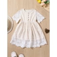 thumbnail image 2 of Bagilaanoe Toddler Baby Girl Summer Dress Short Sleeve A-line Dresses 1T 2T 3T 4T 5T 6T Kid Floral Lace Patchwork Skirt, 2 of 9