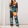 thumbnail image 2 of Honeii Textured Bald Eagle print Women's Pajama Sets Long Sleeve Button Down Sleepwear Nightwear Soft Pjs Lounge Sets-Medium, 2 of 7