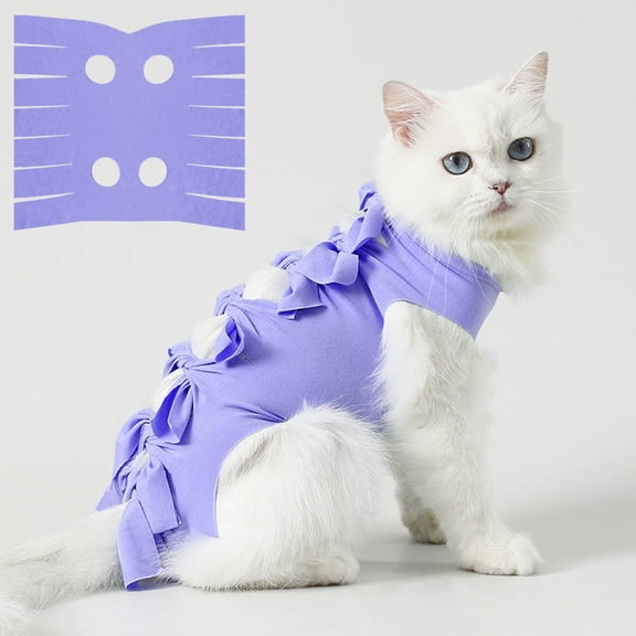 Cat Recovery Suit for After Surgery, Breathable E-Collar Alternative for Cats, Anti-Licking Spay Neuter Recovery Shirt for Cats Kittens, Purple