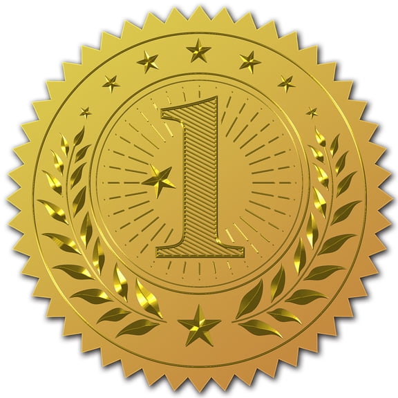 25 Sheet Self Adhesive Gold Foil Embossed Stickers Medal Decoration Sticker Number 5x5cm 4pcs/sheet