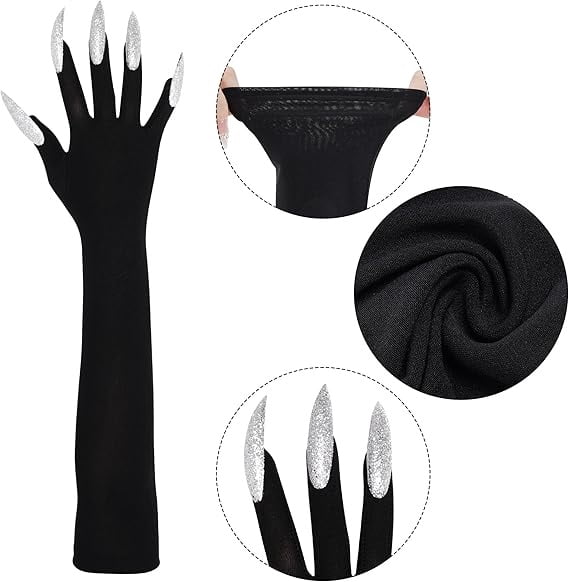 Halloween Claw Gloves with Long Fake Nails for Costume Parties and Stage Performances