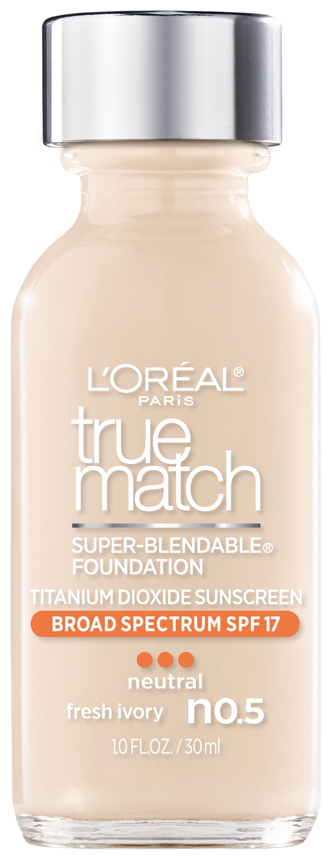 L'Oreal Paris True Match Super-Blendable Liquid Foundation, Fresh Ivory, 1 fl. oz.
