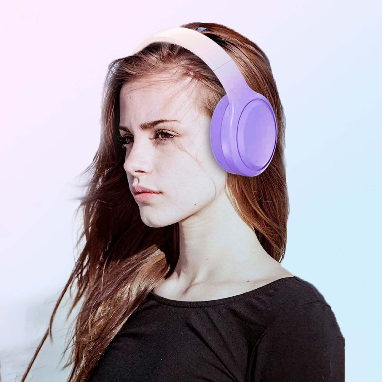 Bluetooth Headphones Over Ear, 80H Playtime Headphones Wireless with Mic, Bluetooth Headphones with 3 EQ Modes, HiFi Stereo Foldable Wireless Headphones for Phone PC Travel Workout,Purple
