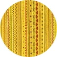 thumbnail image 1 of Ahgly Company Indoor Round Abstract Yellow Modern Area Rugs, 7' Round, 1 of 4