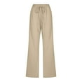 thumbnail image 4 of Sakmal High Waisted Pants Women Work Cotton Linen Straight Leg Khakis Beige Solid Pants with Pockets, 4 of 6