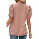 thumbnail image 4 of Blusa informal de manga abombada con cuello en V y encaje para mujer, Top de verano holgado de Color puro, 4 of 6